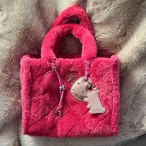 Y2K RARE Juicy Couture Pink Plush Tote Bag